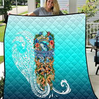 Floating Future Saving Tuvalu Quilt Ocean Blue Pacific Polynesian Cultural Art Marine Wildlife TS04 Blue White - Polynesian Pride