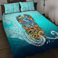 Floating Future Saving Tuvalu Quilt Bed Set Ocean Blue Pacific Polynesian Cultural Art Marine Wildlife TS04 Blue White - Polynesian Pride