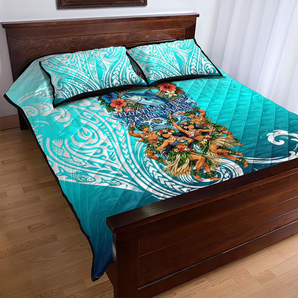 Floating Future Saving Tuvalu Quilt Bed Set Ocean Blue Pacific Polynesian Cultural Art Marine Wildlife TS04 - Polynesian Pride