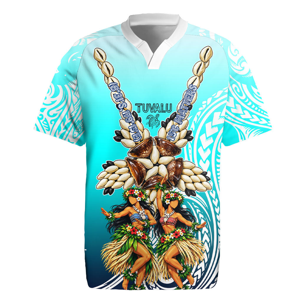 Floating Future Saving Tuvalu Rugby Jersey Ocean Blue Pacific Polynesian Cultural Art Marine Wildlife TS04 Blue White - Polynesian Pride