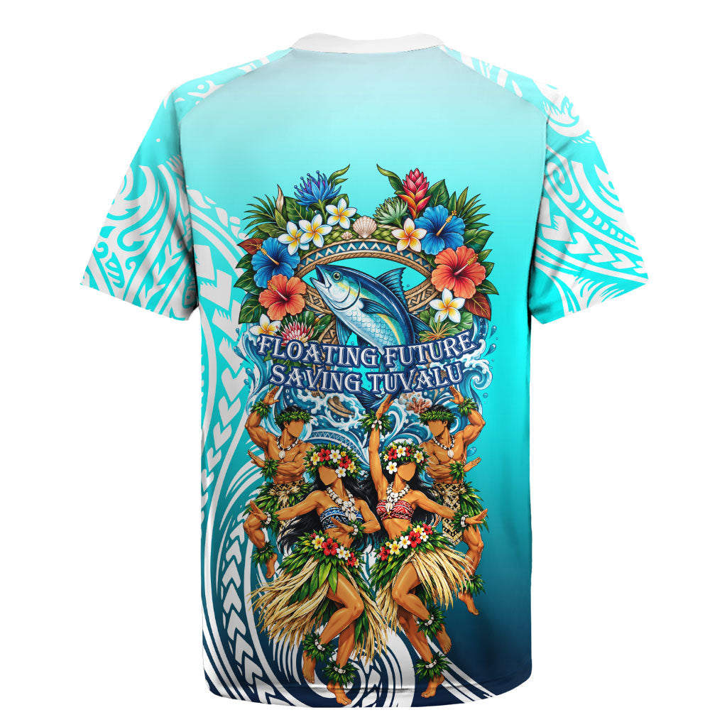 Floating Future Saving Tuvalu Rugby Jersey Ocean Blue Pacific Polynesian Cultural Art Marine Wildlife TS04 - Polynesian Pride