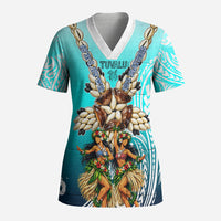 Floating Future Saving Tuvalu Scrub Top Ocean Blue Pacific Polynesian Cultural Art Marine Wildlife TS04 Adult Blue White - Polynesian Pride