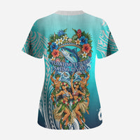 Floating Future Saving Tuvalu Scrub Top Ocean Blue Pacific Polynesian Cultural Art Marine Wildlife TS04 - Polynesian Pride