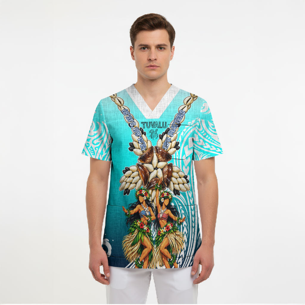 Floating Future Saving Tuvalu Scrub Top Ocean Blue Pacific Polynesian Cultural Art Marine Wildlife TS04 - Polynesian Pride