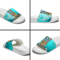 Floating Future Saving Tuvalu Slide Sandals Ocean Blue Pacific Polynesian Cultural Art Marine Wildlife TS04 - Polynesian Pride