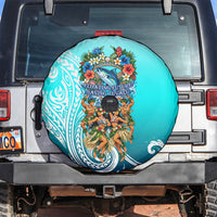 Floating Future Saving Tuvalu Spare Tire Cover Ocean Blue Pacific Polynesian Cultural Art Marine Wildlife TS04 Blue White - Polynesian Pride