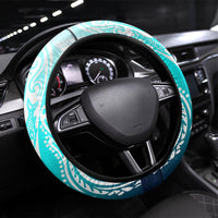 Floating Future Saving Tuvalu Steering Wheel Cover Ocean Blue Pacific Polynesian Cultural Art Marine Wildlife TS04 Universal Fit Blue White - Polynesian Pride
