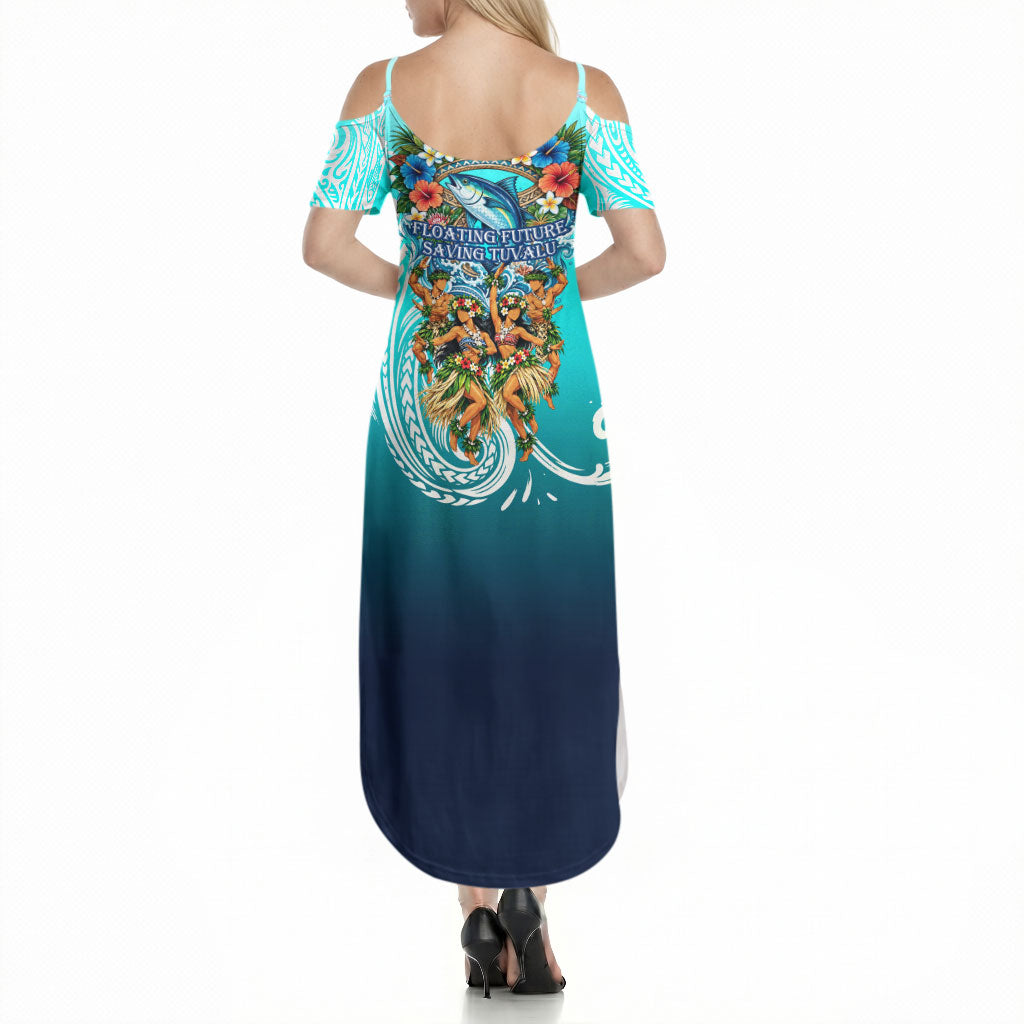 Floating Future Saving Tuvalu Summer Maxi Dress Ocean Blue Pacific Polynesian Cultural Art Marine Wildlife TS04 - Polynesian Pride