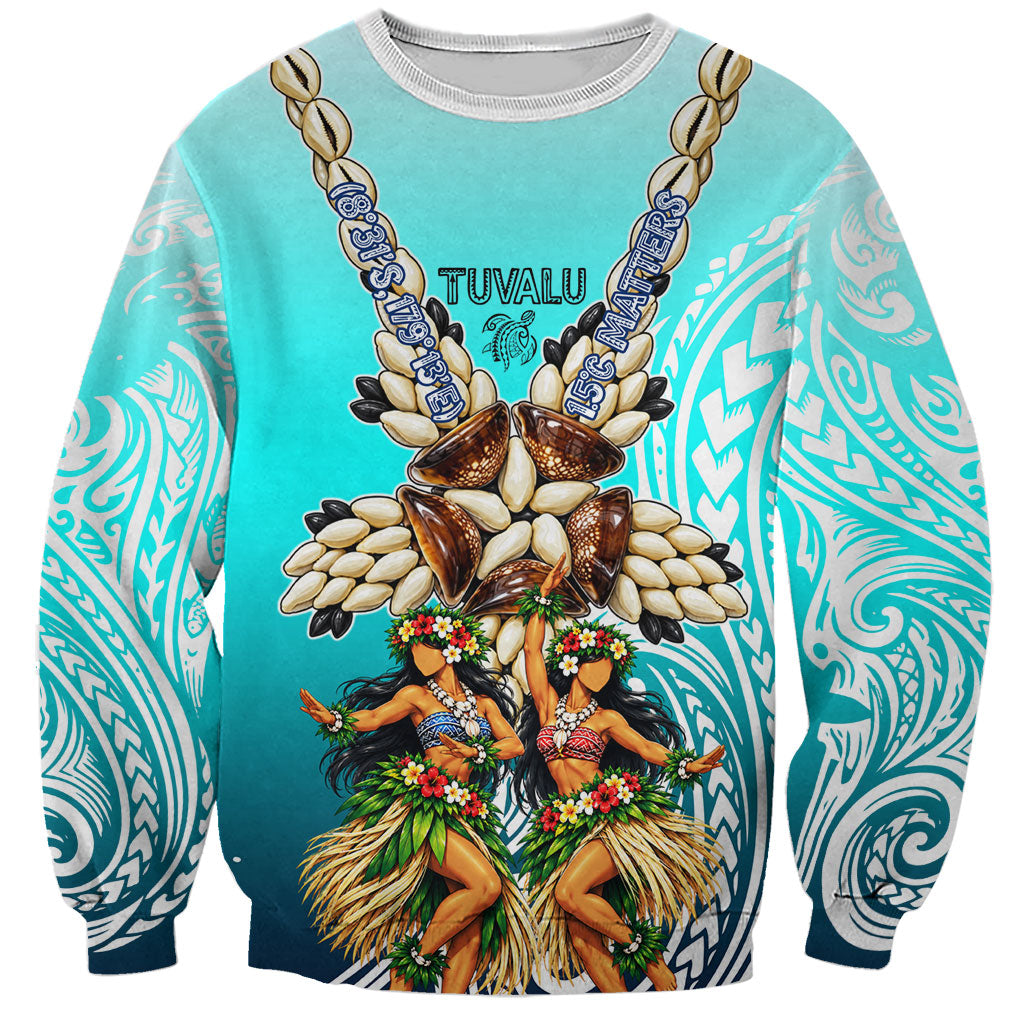 Floating Future Saving Tuvalu Sweatshirt Ocean Blue Pacific Polynesian Cultural Art Marine Wildlife TS04 Unisex Blue White - Polynesian Pride