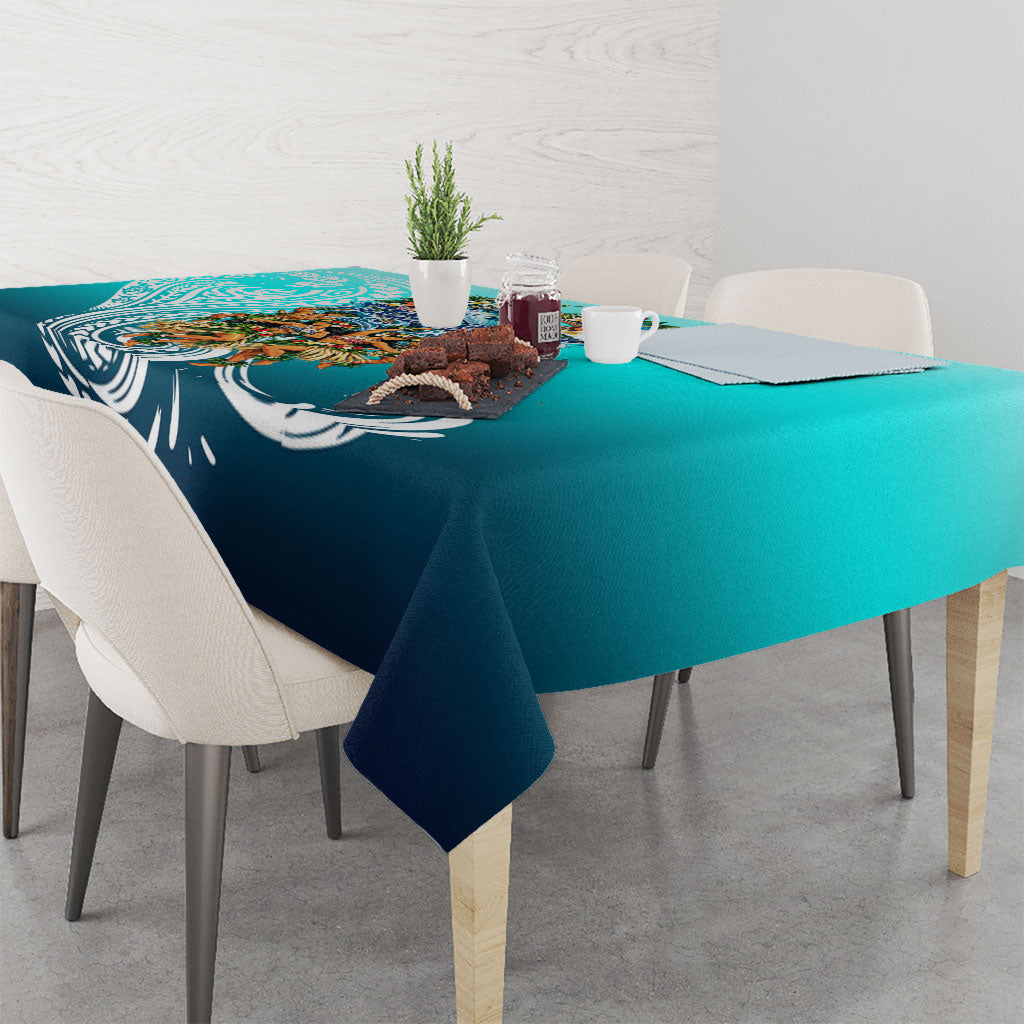 Floating Future Saving Tuvalu Tablecloth Ocean Blue Pacific Polynesian Cultural Art Marine Wildlife TS04 - Polynesian Pride