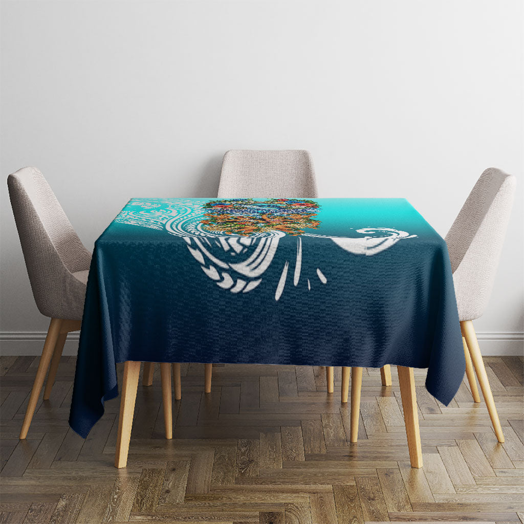 Floating Future Saving Tuvalu Tablecloth Ocean Blue Pacific Polynesian Cultural Art Marine Wildlife TS04 - Polynesian Pride