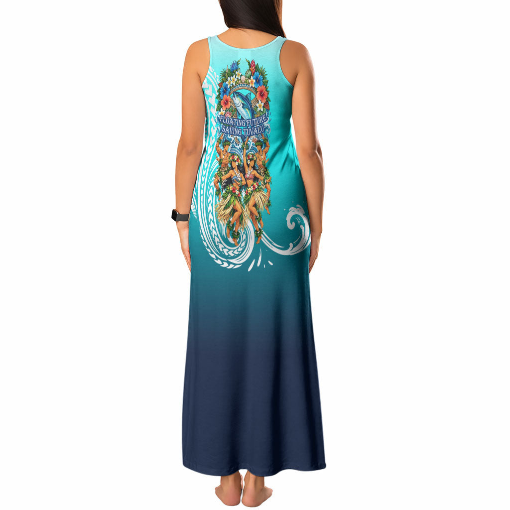 Floating Future Saving Tuvalu Tank Maxi Dress Ocean Blue Pacific Polynesian Cultural Art Marine Wildlife TS04 - Polynesian Pride