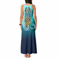 Floating Future Saving Tuvalu Tank Maxi Dress Ocean Blue Pacific Polynesian Cultural Art Marine Wildlife TS04 - Polynesian Pride