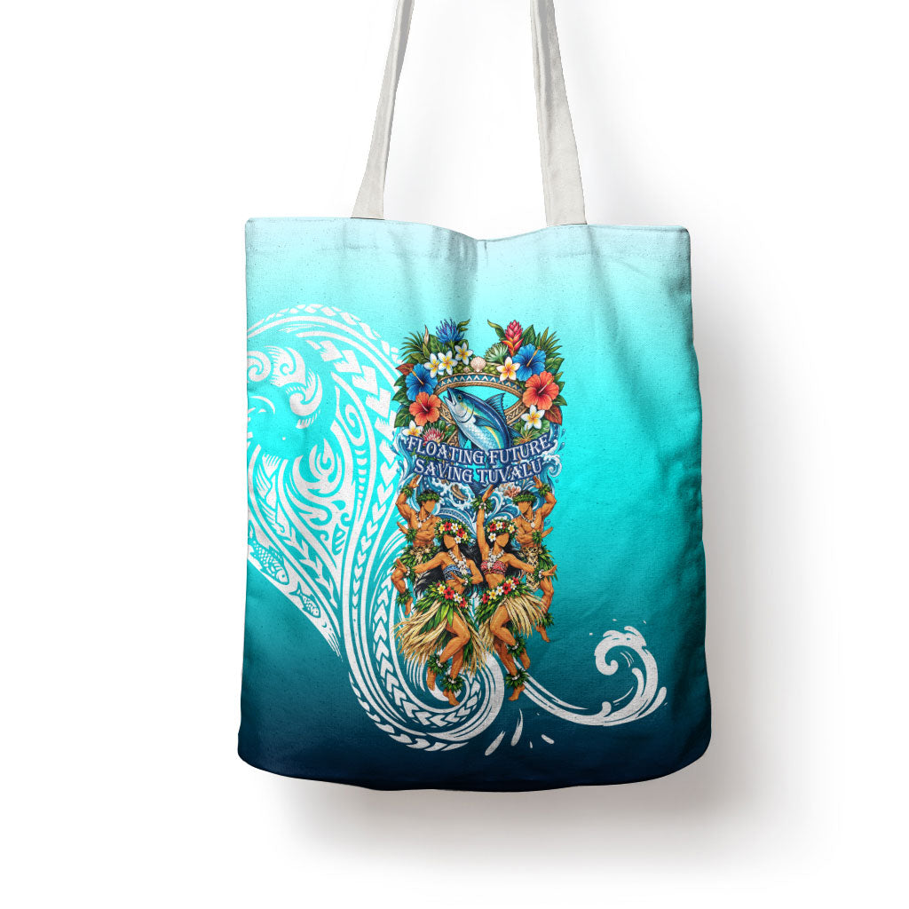 Floating Future Saving Tuvalu Tote Bag Ocean Blue Pacific Polynesian Cultural Art Marine Wildlife TS04 - Polynesian Pride