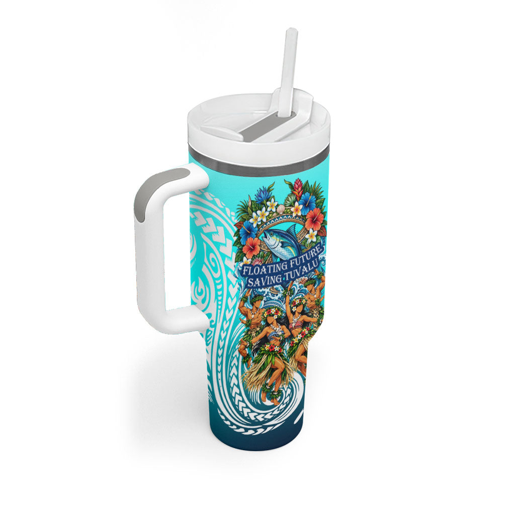 Floating Future Saving Tuvalu Tumbler With Handle Ocean Blue Pacific Polynesian Cultural Art Marine Wildlife TS04 - Polynesian Pride