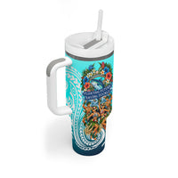 Floating Future Saving Tuvalu Tumbler With Handle Ocean Blue Pacific Polynesian Cultural Art Marine Wildlife TS04 - Polynesian Pride