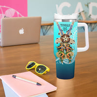 Floating Future Saving Tuvalu Tumbler With Handle Ocean Blue Pacific Polynesian Cultural Art Marine Wildlife TS04 - Polynesian Pride