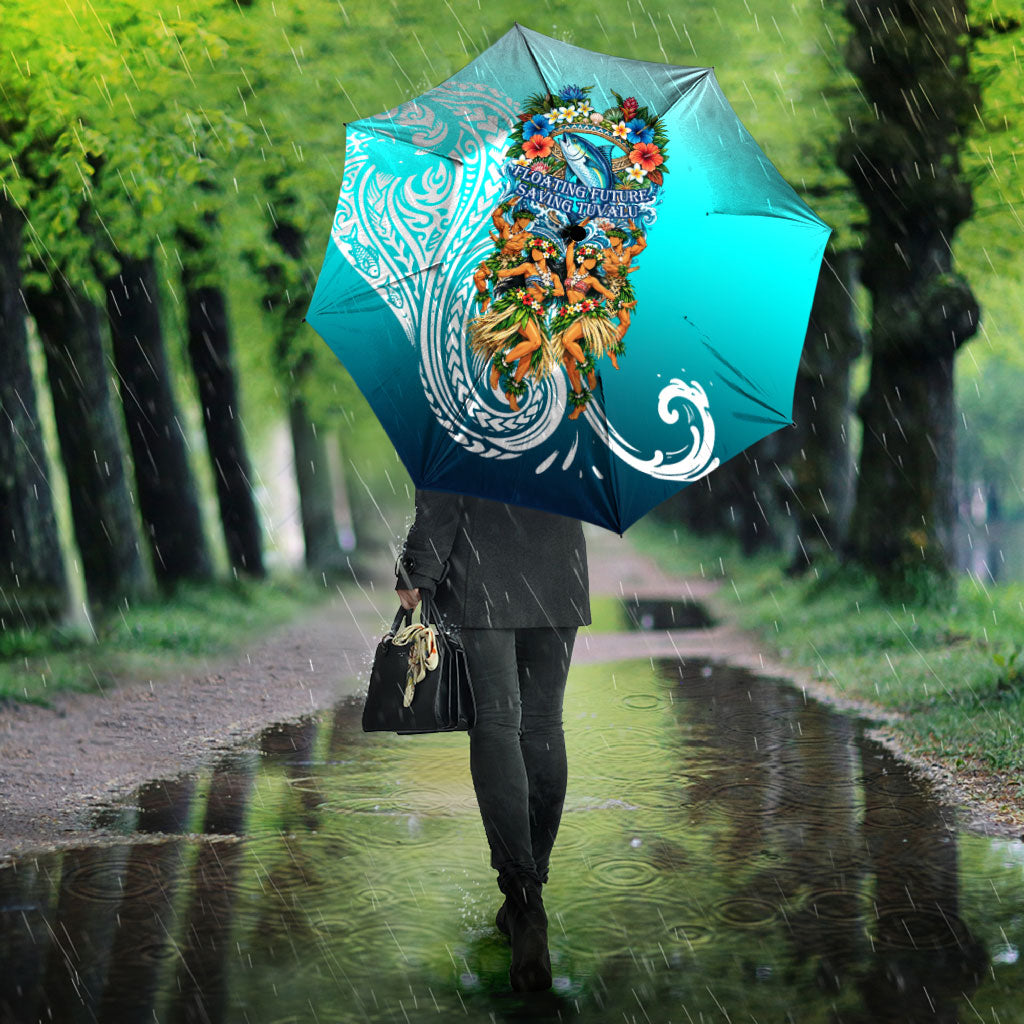 Floating Future Saving Tuvalu Umbrella Ocean Blue Pacific Polynesian Cultural Art Marine Wildlife TS04 - Polynesian Pride