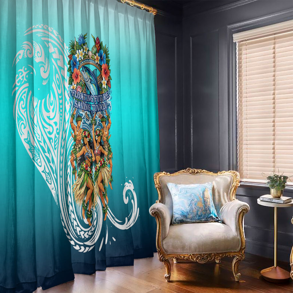 Floating Future Saving Tuvalu Window Curtain Ocean Blue Pacific Polynesian Cultural Art Marine Wildlife TS04 - Polynesian Pride