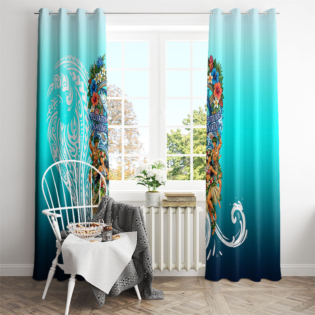 Floating Future Saving Tuvalu Window Curtain Ocean Blue Pacific Polynesian Cultural Art Marine Wildlife TS04 - Polynesian Pride