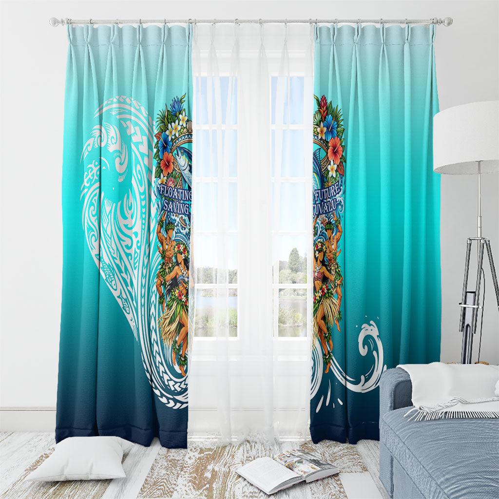 Floating Future Saving Tuvalu Window Curtain Ocean Blue Pacific Polynesian Cultural Art Marine Wildlife TS04 - Polynesian Pride