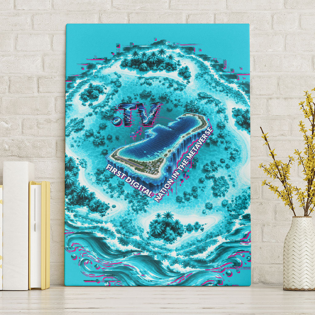 Tuvalu First Digital Nation In The Metaverse Canvas Wall Art Polynesian Island Atoll Cyber Ocean TS04 Without Frame Blue White - Polynesian Pride