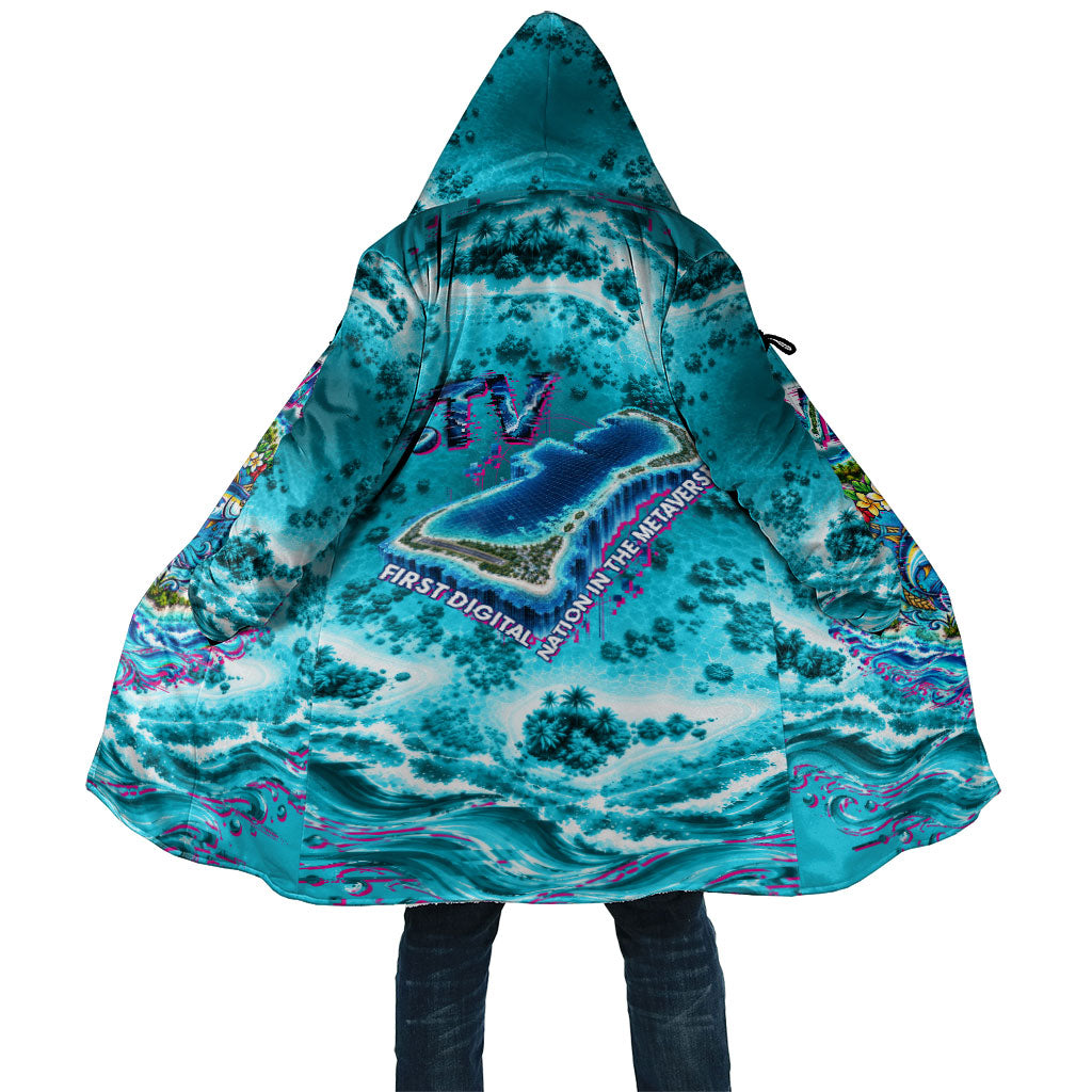 Tuvalu First Digital Nation In The Metaverse Cloak Polynesian Island Atoll Cyber Ocean TS04 Unisex Blue White - Polynesian Pride