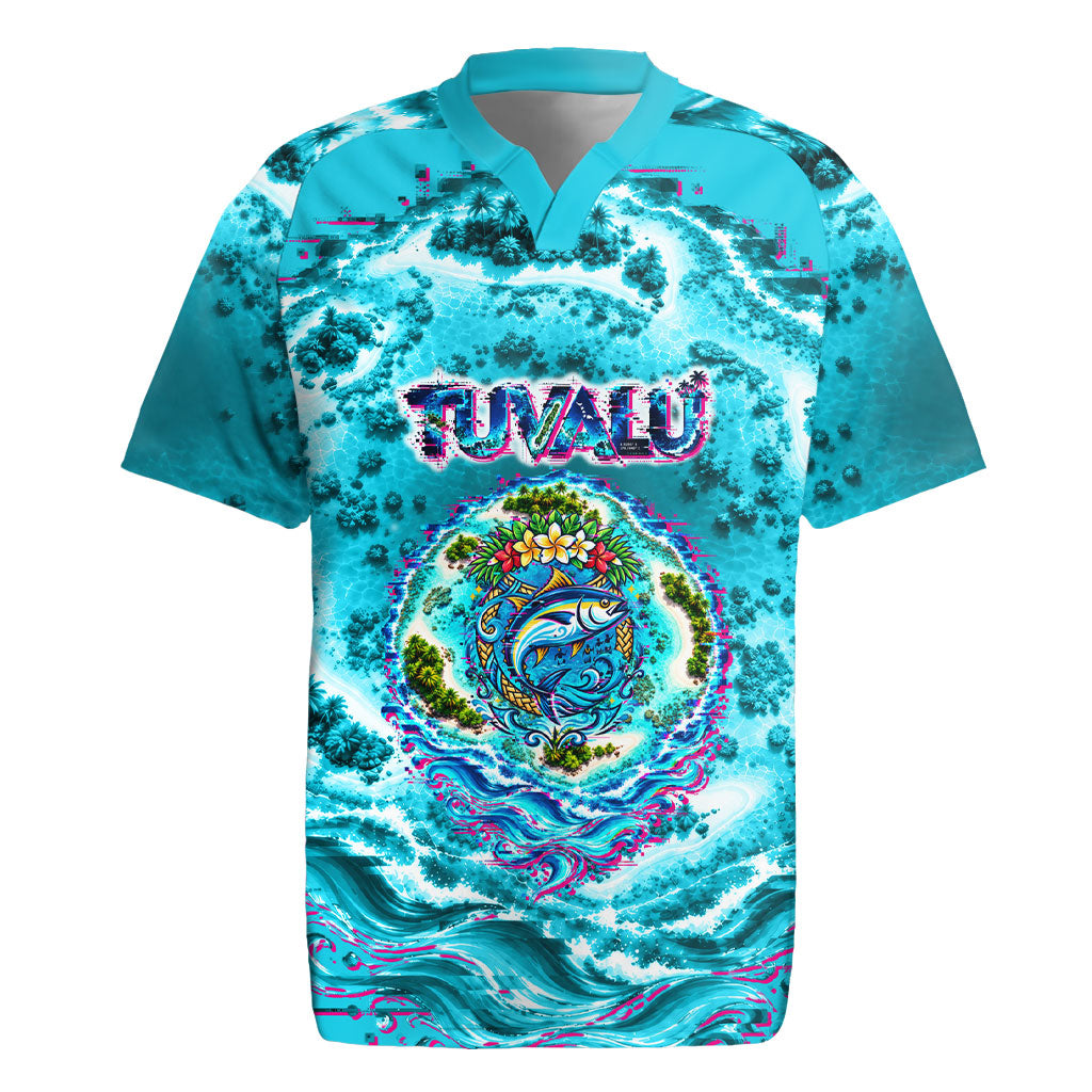 Tuvalu First Digital Nation In The Metaverse Rugby Jersey Polynesian Island Atoll Cyber Ocean TS04 Blue White - Polynesian Pride