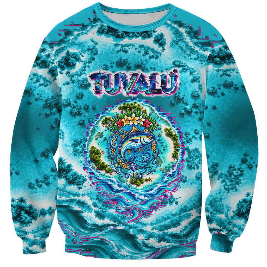Tuvalu First Digital Nation In The Metaverse Sweatshirt Polynesian Island Atoll Cyber Ocean TS04 Unisex Blue White - Polynesian Pride