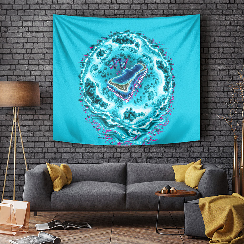 Tuvalu First Digital Nation In The Metaverse Tapestry Polynesian Island Atoll Cyber Ocean TS04 Blue White - Polynesian Pride
