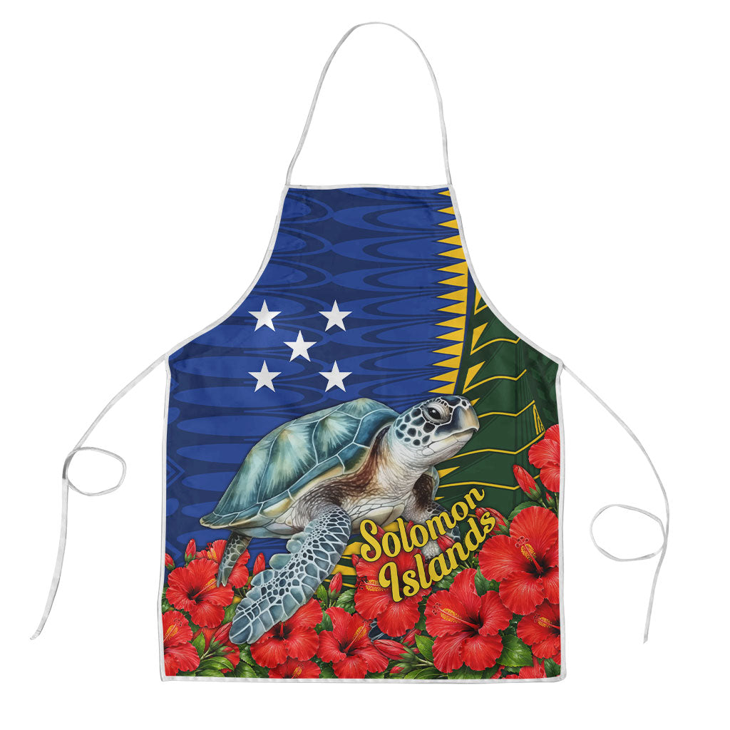 Solomon Islands Sea Turtle Apron Patriotic Flag Coat Of Arms Tribal Hibiscus TS04 Blue Green - Polynesian Pride