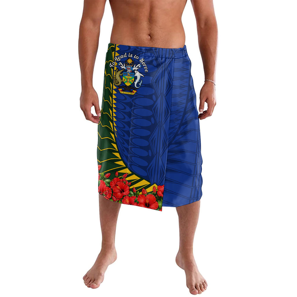 Solomon Islands Sea Turtle Lavalava Patriotic Flag Coat Of Arms Tribal Hibiscus TS04 Blue Green - Polynesian Pride