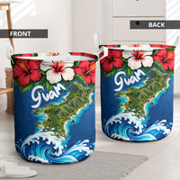 Guam Tropical Island Laundry Basket Hibiscus Floral Ocean Waves