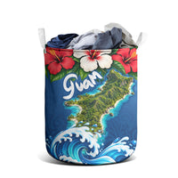 Guam Tropical Island Laundry Basket Hibiscus Floral Ocean Waves