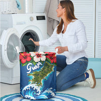Guam Tropical Island Laundry Basket Hibiscus Floral Ocean Waves