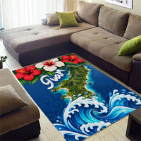 Guam Tropical Island Area Rug Hibiscus Floral Ocean Waves TS04 - Polynesian Pride