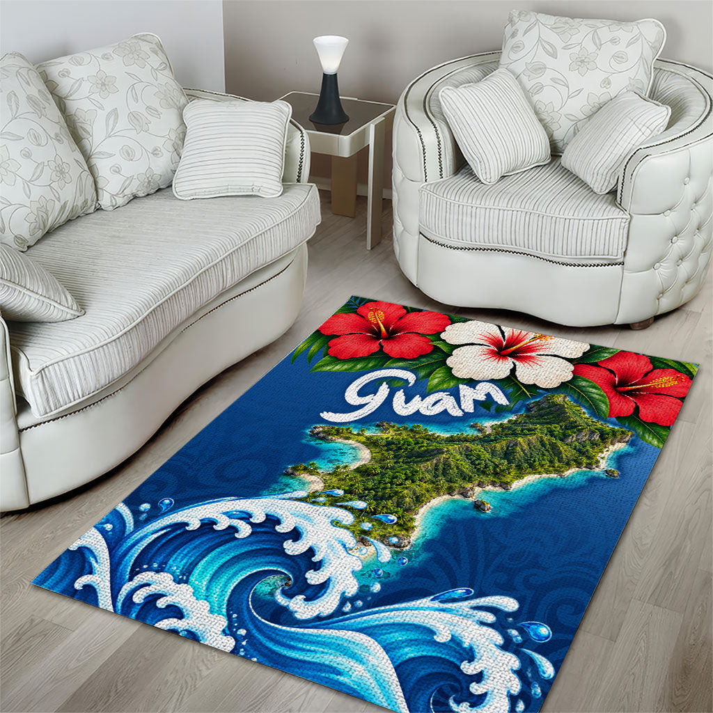 Guam Tropical Island Area Rug Hibiscus Floral Ocean Waves TS04 - Polynesian Pride