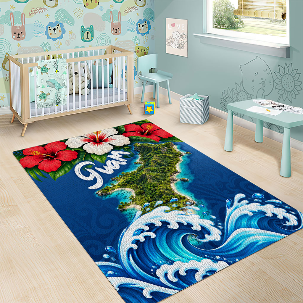 Guam Tropical Island Area Rug Hibiscus Floral Ocean Waves TS04 - Polynesian Pride
