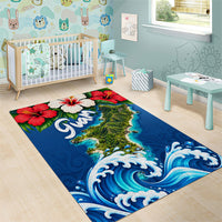 Guam Tropical Island Area Rug Hibiscus Floral Ocean Waves TS04 - Polynesian Pride