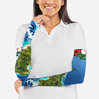 Guam Tropical Island Arm Sleeves Hibiscus Floral Ocean Waves TS04 - Polynesian Pride