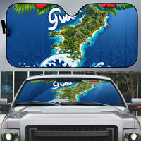 Guam Tropical Island Auto Sun Shade Hibiscus Floral Ocean Waves