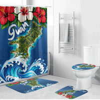 Guam Tropical Island Bathroom Set Hibiscus Floral Ocean Waves