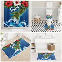 Guam Tropical Island Bathroom Set Hibiscus Floral Ocean Waves