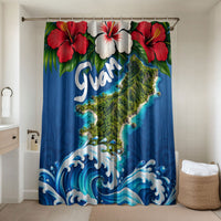 Guam Tropical Island Bathroom Set Hibiscus Floral Ocean Waves