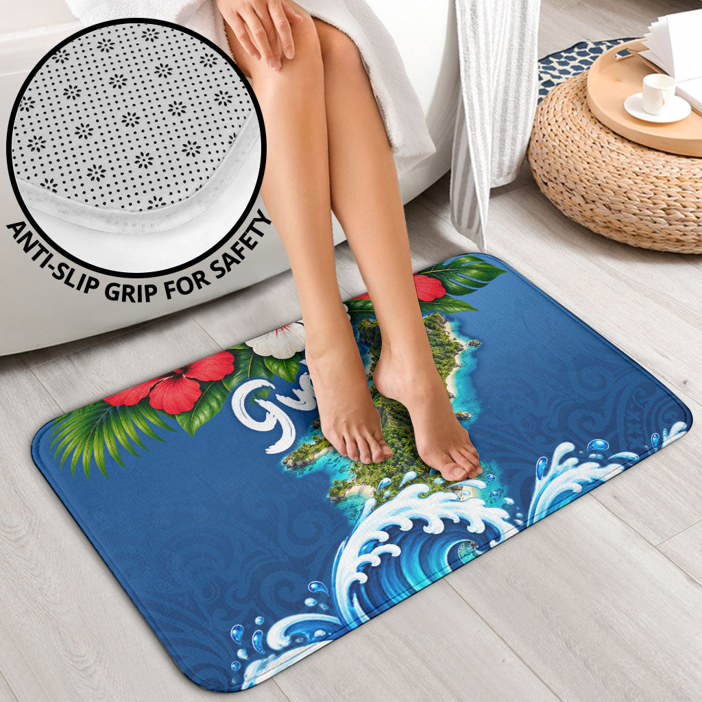 Guam Tropical Island Bathroom Set Hibiscus Floral Ocean Waves