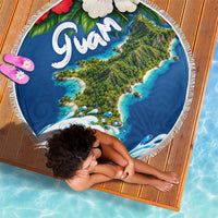 Guam Tropical Island Beach Blanket Hibiscus Floral Ocean Waves