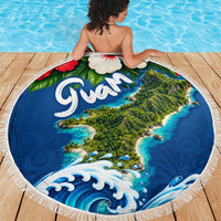 Guam Tropical Island Beach Blanket Hibiscus Floral Ocean Waves