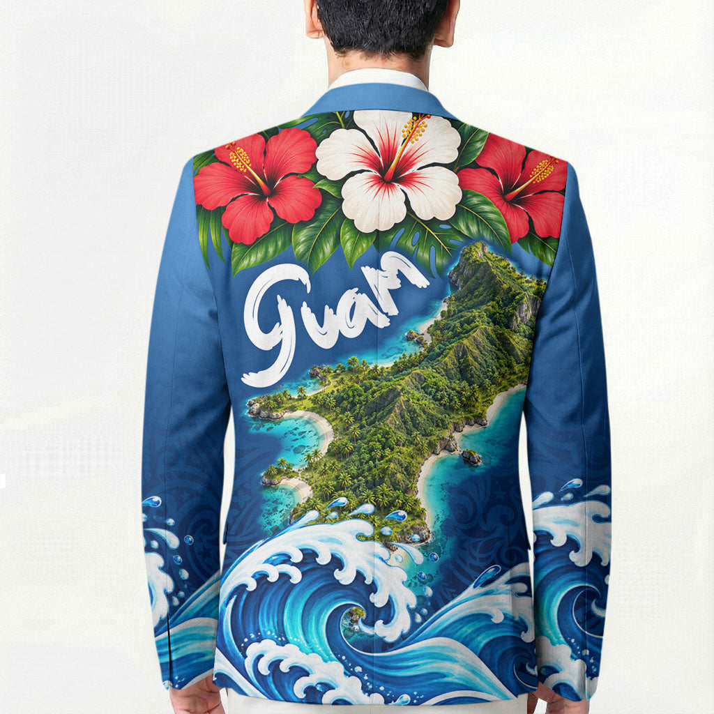 Guam Tropical Island Blazer Hibiscus Floral Ocean Waves TS04 - Polynesian Pride