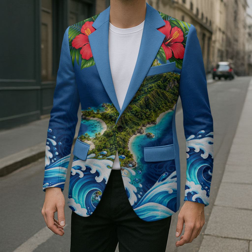 Guam Tropical Island Blazer Hibiscus Floral Ocean Waves TS04 - Polynesian Pride
