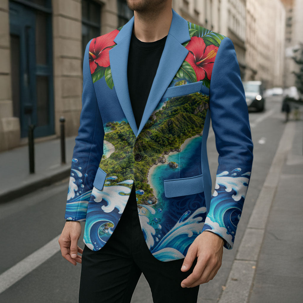 Guam Tropical Island Blazer Hibiscus Floral Ocean Waves TS04 - Polynesian Pride